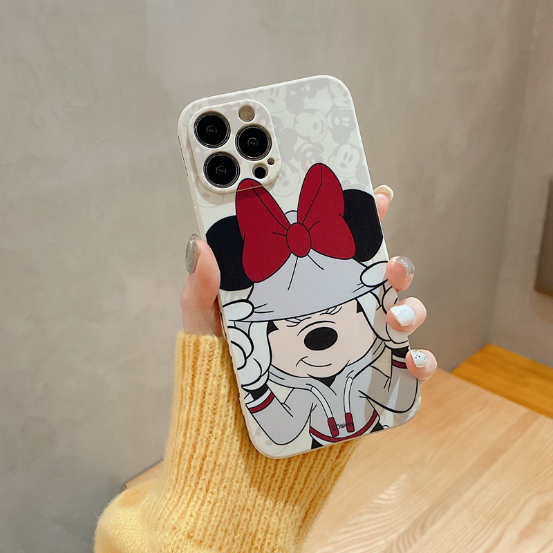 Soft Case Silikon Matte Motif Kartun mickey minnie Untuk iPhone 7 8 Plus X XR XS Max 11 12 13 Pro Max 7 + 8 +