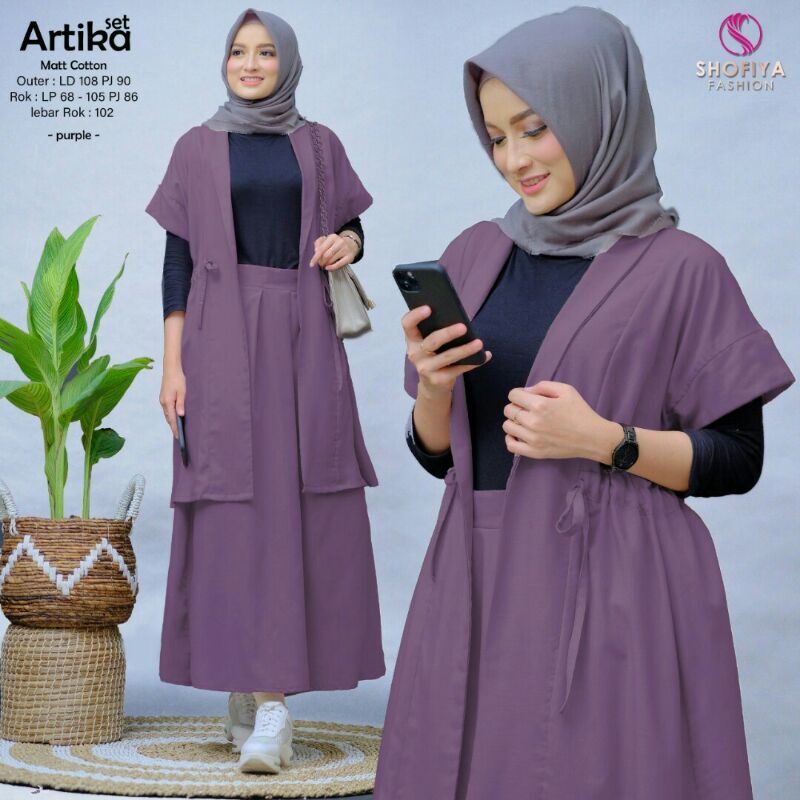 ARTIKA,ASHITA  Set 2 in 1(auter &amp; skrit) Ori by Shofiya Fashion