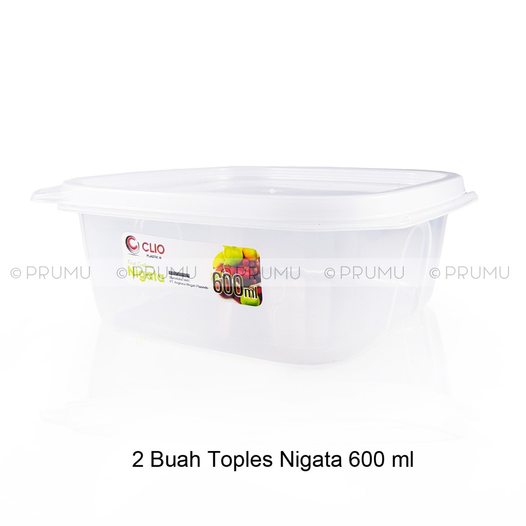 2 Toples Plastik 600ml - Toples Kotak - Wadah Makanan - Sealware, Toples Bening, Kotak Makan- Nigata