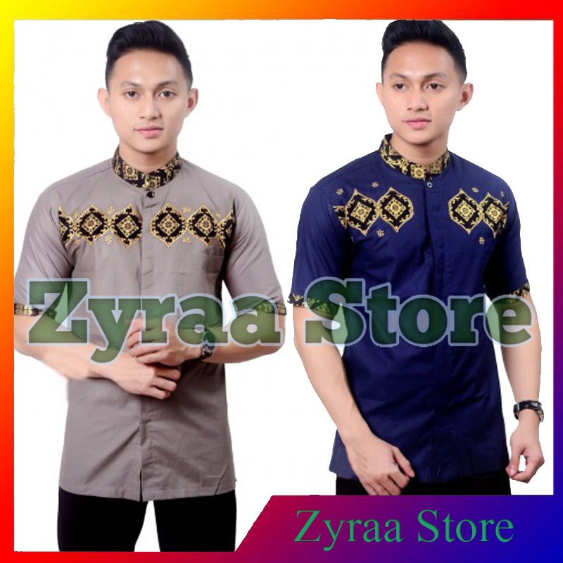 Zyraa Koko Batik Fashion Muslim Kombinasi Gus Baha CR7 Kemeja Pria Lengan Pendek