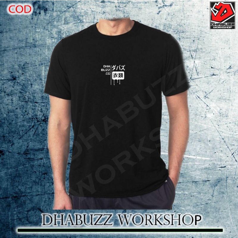 DHABUZZ 02 KAOS DISTRO HITAM PRIA LENGAN PENDEK JAPAN STYLE SIMPLE ORIGINAL TERBARU