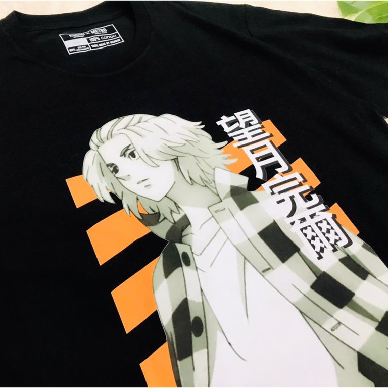 Tshirt Mikey Stripe Manjiro Sano Black Anime Manga Tokyo Revengers Premium Unisex