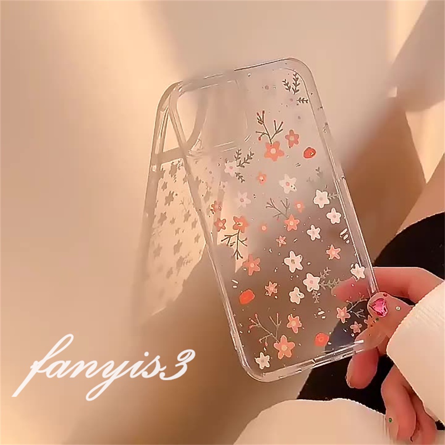 Compatible For iPhone 14 13 12 11 Pro Max XS Max XR X XS 8 7 6s 6 Plus 12 13 Mini SE 2020 INS Flowers Phone Case Clear TPU Soft Protective Cover