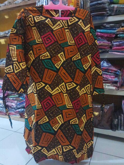 Batik Tunik Shibori Jumputan Terbaru Size S-3l / Hrb026 Yelbor Navbor / Biru Putih / Original.
