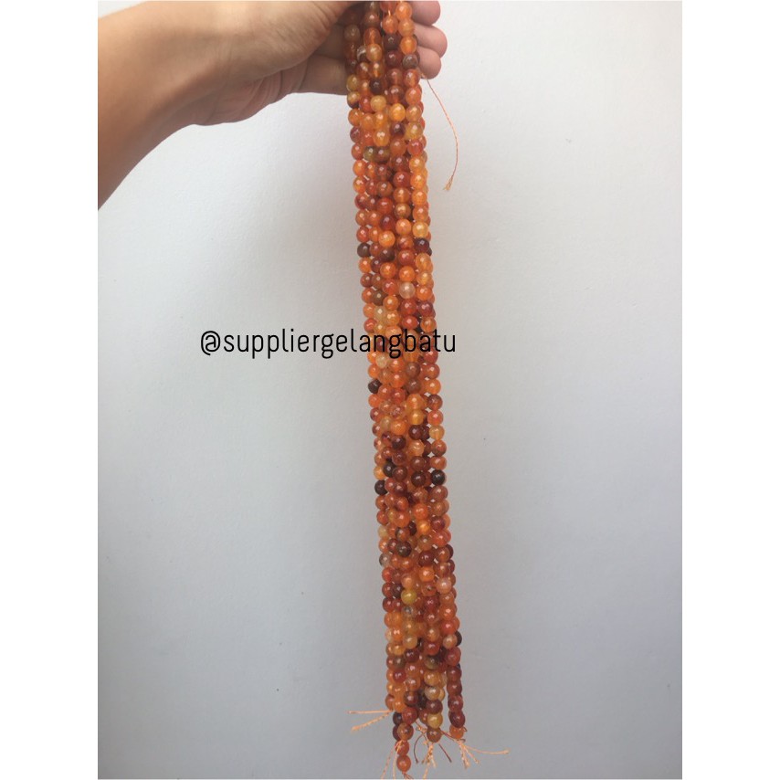 Batu Carnelian serat orange 8mm CUTTING natural oren bahan alam craft aksesoris supplier pria wanita