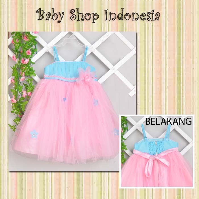 Dress Pesta Anak Princess Pastel Blue Pink Big