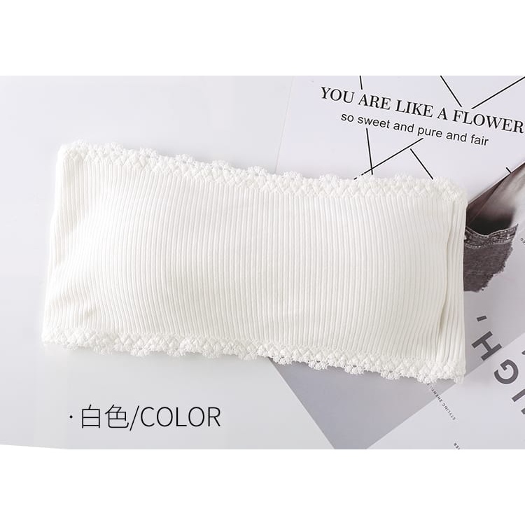 HC Bra Wanita Crop Top Bahan Halus Renda 6401 Bra Kait Simple Import Murah Bra Kemben Tanpa Tali-HC5979 PUTIH