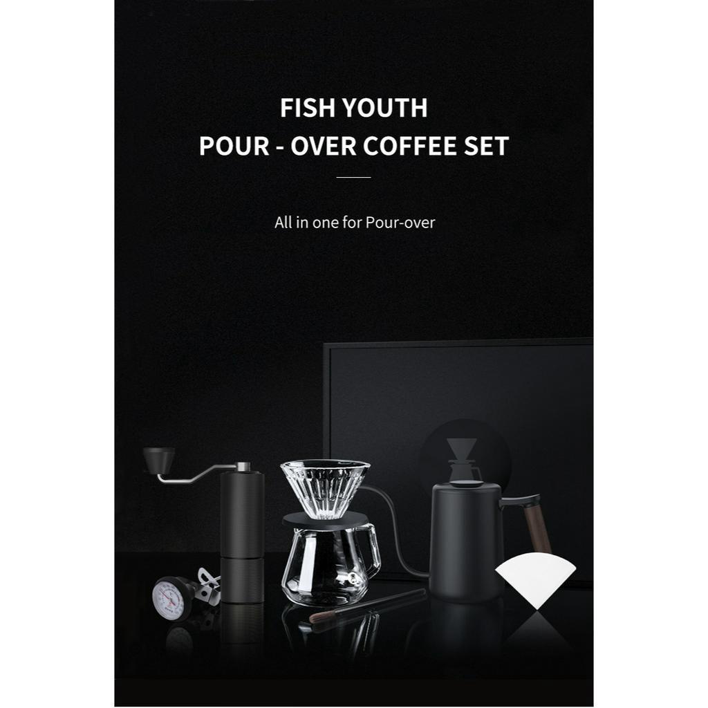 timemore hampers gift box C3 pour over set fish youth black white coffee tools / set kado souvenir alat kopi manual brew