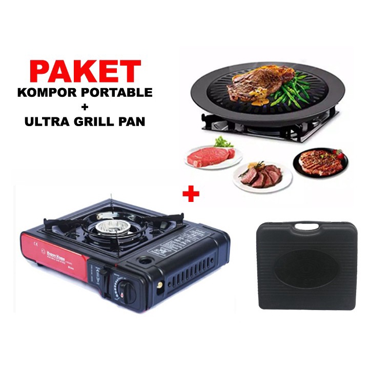 Happy Home Paket Kompor Portable dan bbq ultra grill pan