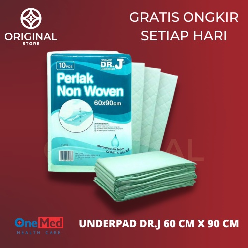 Underpad Dr. J Perlak Alas Popok 60 x 90 cm Onemed Isi 10 Lembar