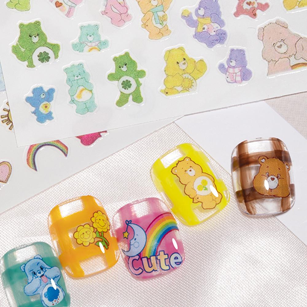 Mxbeauty Bear Stiker Kuku Gadis Bunga Lucu Warna-Warni DIY Nail Decals