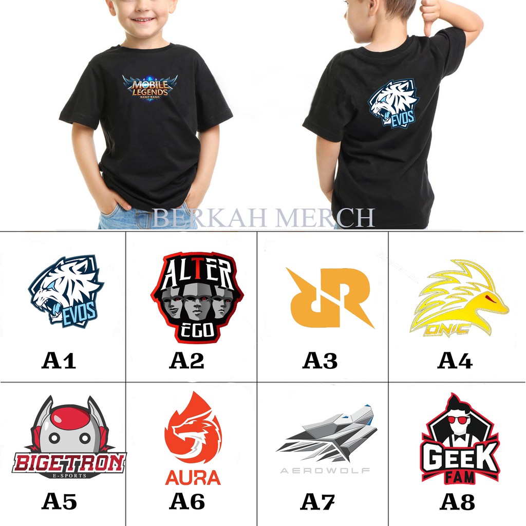kaos baju anak ML EVOS ONIC RRQ / kaos anak ML esport