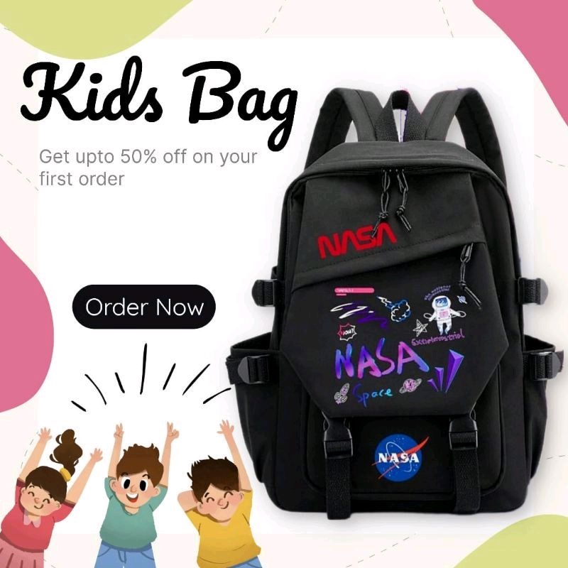 samasuka.shop - Tas sekolah anak laki-laki Sd / karakter NASA / Ransel anak Laki2 Tk / Tas anak Laki Laki Hitam / Astronot