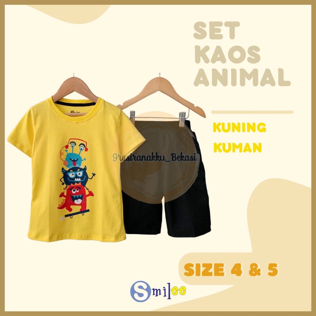 Setelan Anak Cowo Kuning Kuman Size 4&amp;5Tahun Murah