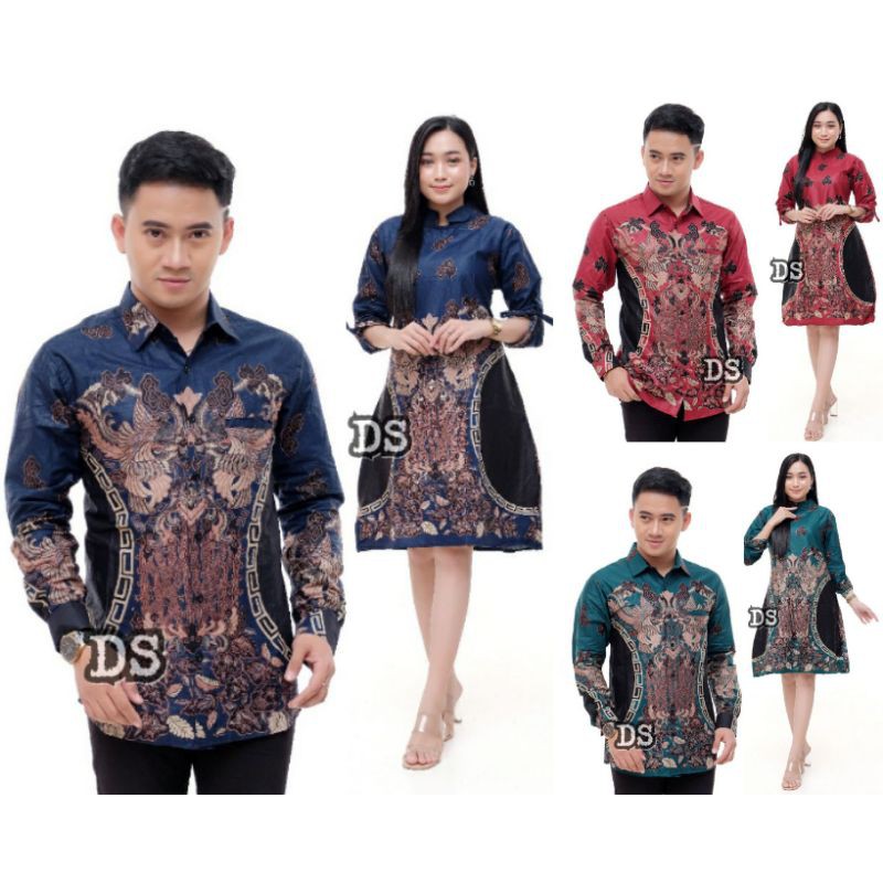 SERAGAM Couple Atasan Batik Kemeja Pria &amp; Tunik Wanita New. DEWASA, Kencana, JUMBO