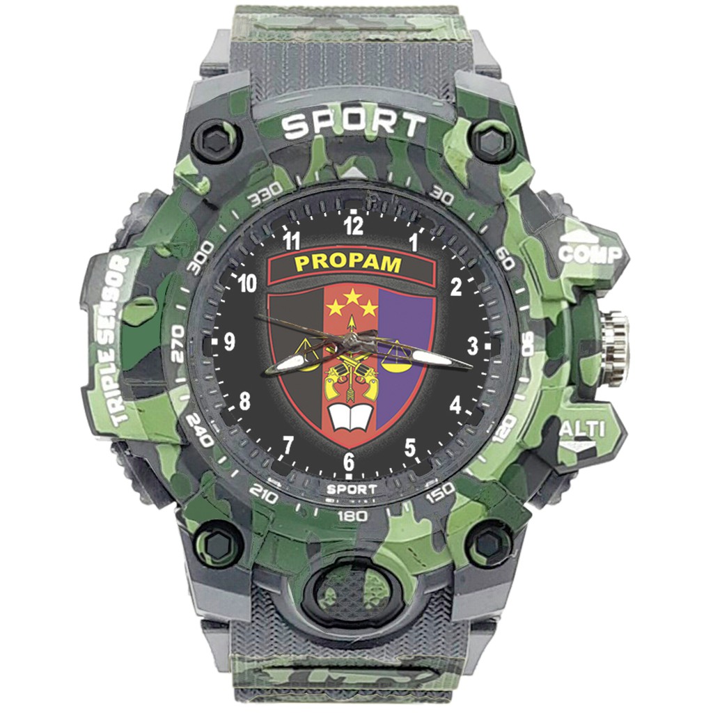 {Istimewa} Jam Tangan LOGO PROPAM 1 Abu Army Water Resistant