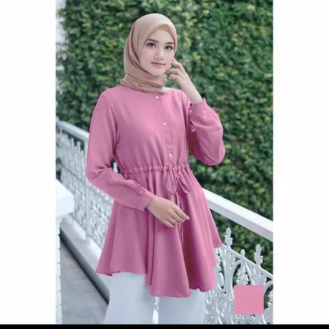 Tunik pink, tunik ootd tunik syarii baju wanita muslimah