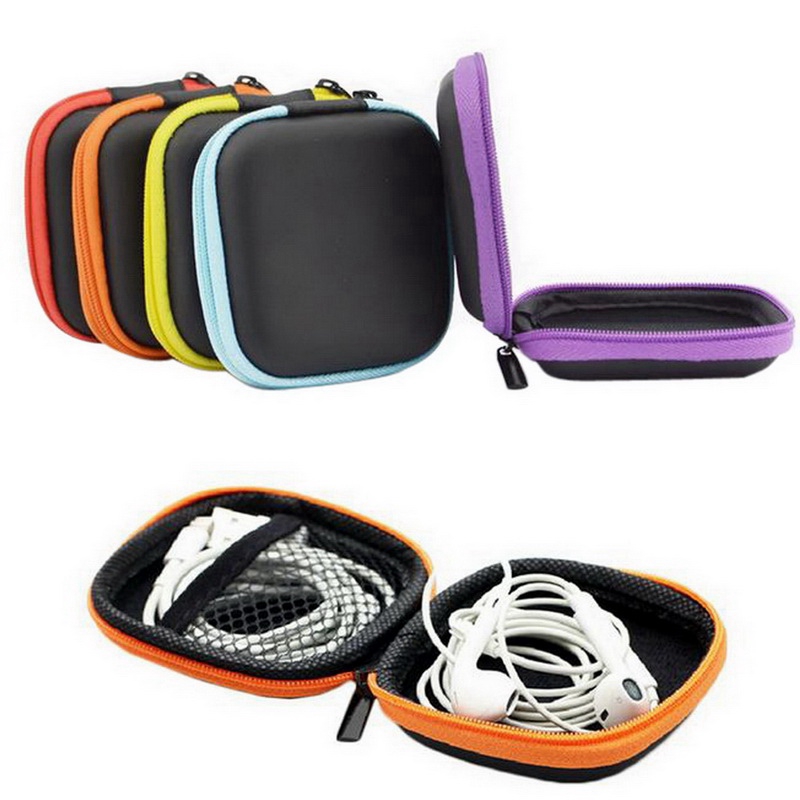 1Pc Hard Mesh Pocket Box,Zipper Earbuds Cover, Earphone Storage Bag Case