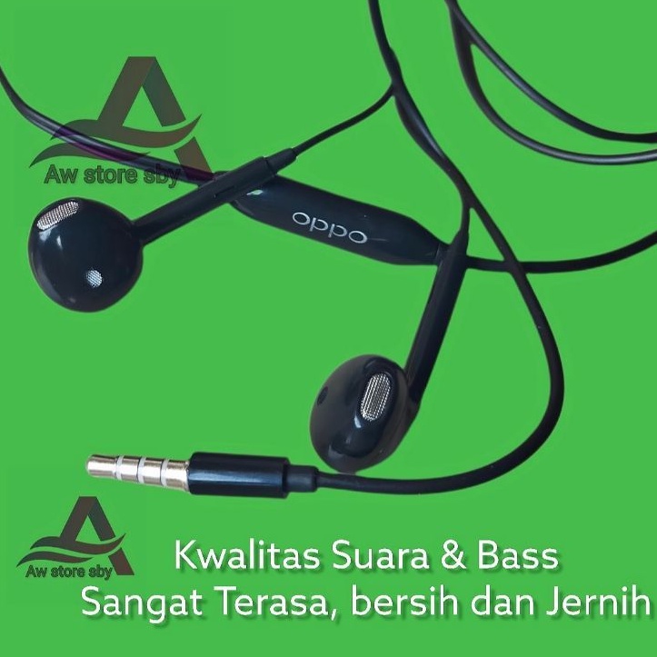 Headset oppo Extra Bass HiRes Black Edition Earphone oppo A53/A52/A15S/A16/A54/A74 (A92 BLACK)