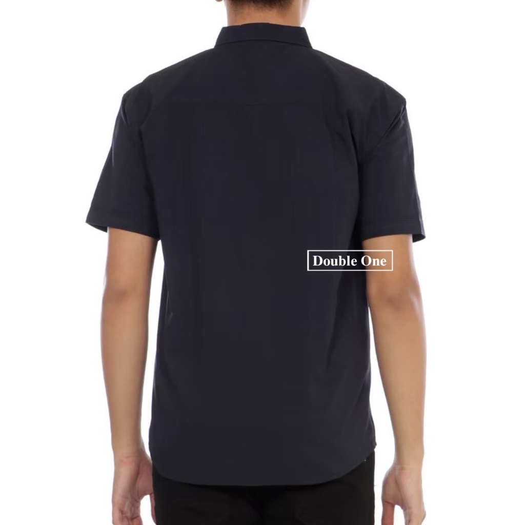 Kemeja Pria Tangan Pendek Kasual Polos Navy Blue