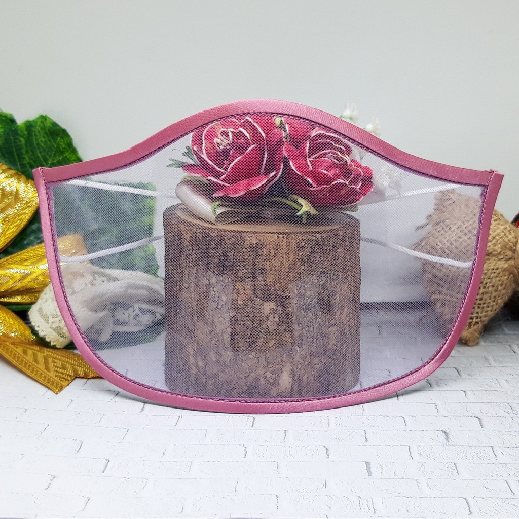 Masker Pria Polos Brukat Premium Cantik Pengantin Pesta Transparan Ungu Lilac
