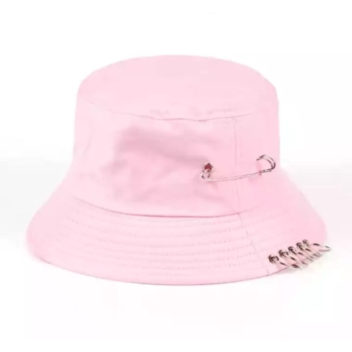 Topi BUCKET hat kpop hitam RING ANTING. PERMIUM