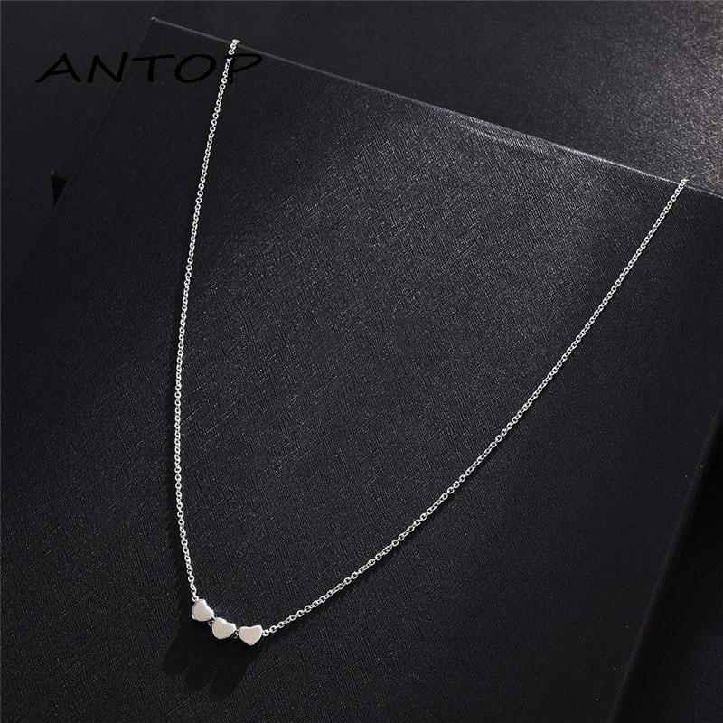 Kalung Rantai Liontin Hati Warna Rose Gold Gaya Korea Simple untuk Wanita ANTOP