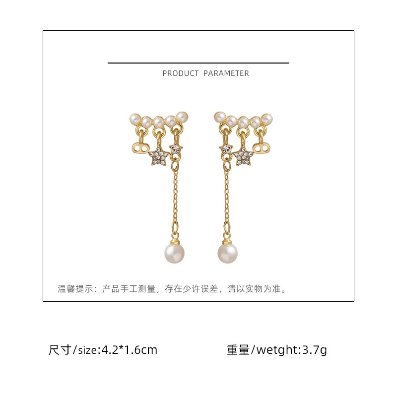 925 anting-anting Korea anting-anting melengkung Mutiara rumbai anting-anting Desain Dongdaemun rasa