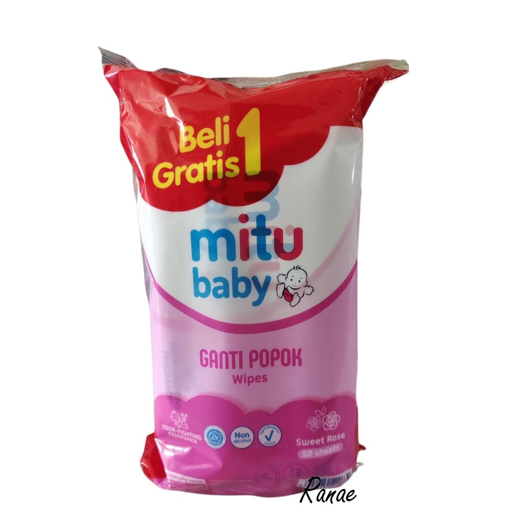 Mitu Baby Wipes Ganti Popok 50 Sheet (Buy 1 Get 1)