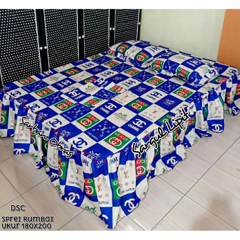 Sprei Rumbai Homemade Motif Chanel Brand size 180*200 ataya sprei