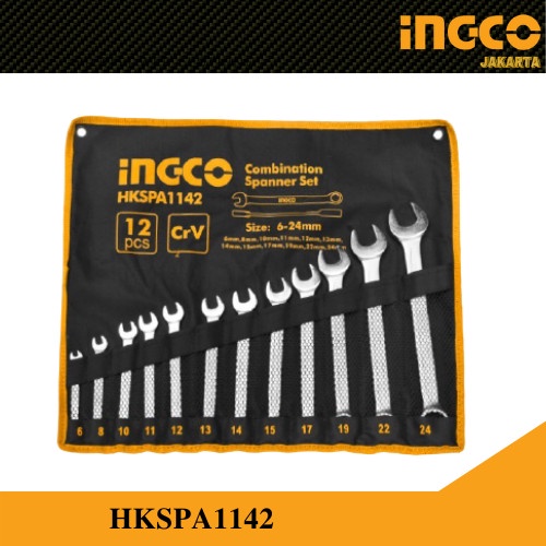 Kunci Ring Pas 12pcs (6-24 mm) Combination Spanner Set INGCO HKSPA1142