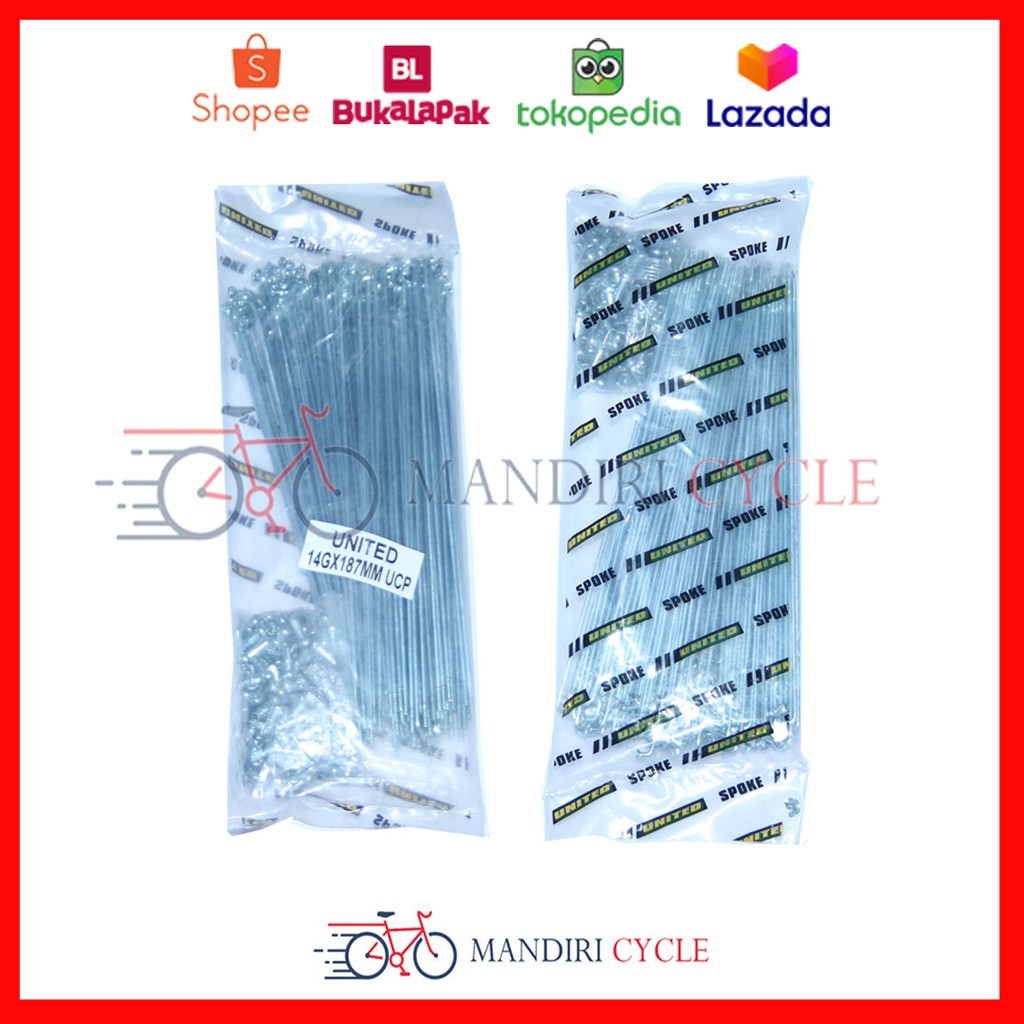 Jari Jari Ruji Spoke Sepeda 20Inch UNITED 36pcs warna CHROME