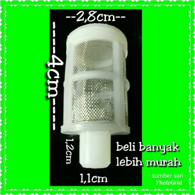 saringan filter untuk input pompa dc 12 volt warna putih