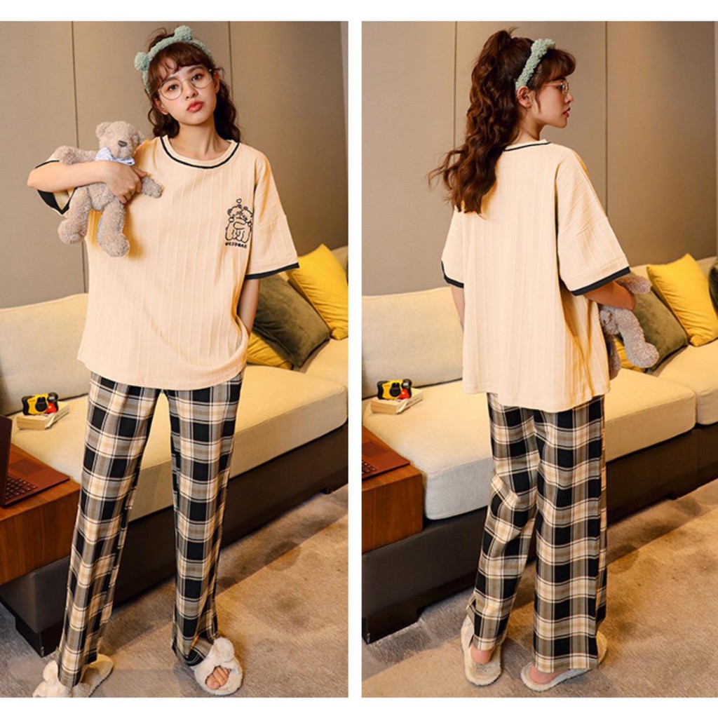 Baju Tidur Piyama Set/Piyama Wanita Import/Baju Piyama Cantik Celana Panjang/Woman Sleep Wear-7