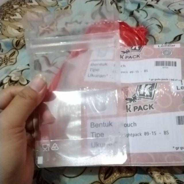 1 Pak=100 Plastik Standing Pouch Transparan Lightpack Polos 9x15 Cm (150 Gram) Kpack - Plastik Pudot
