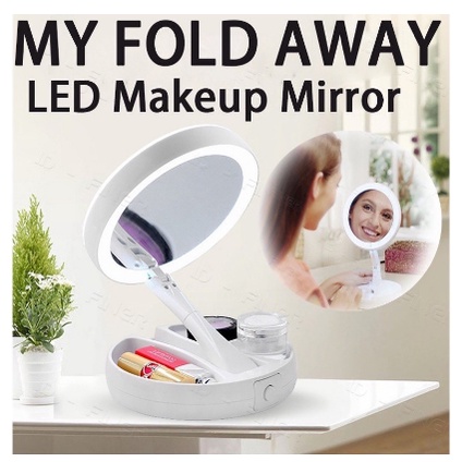 My fold way makeup make up mirror ring light cermin rias lampu LED