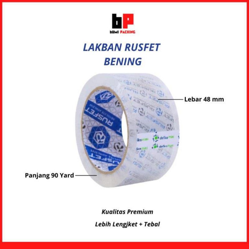 

Lakban rusfet termurah premium quality 48mm x 90yard super rekat dan super bening
