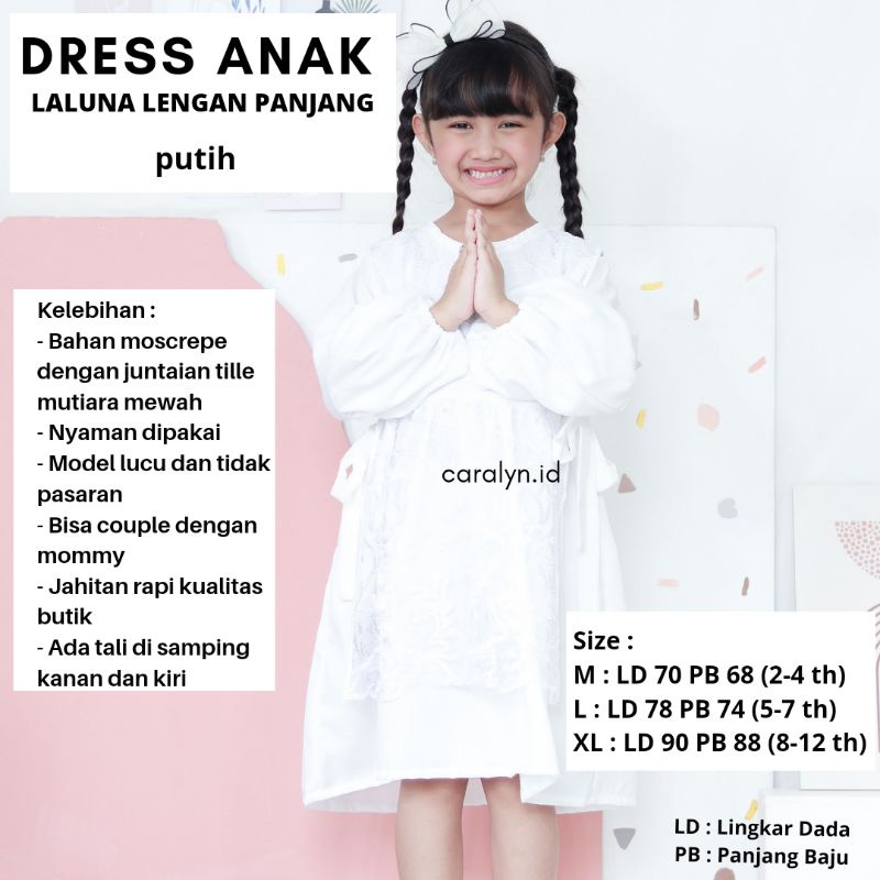 DRESS BRUKAT ANAK LALUNA LENGAN PANJANG DRESS PESTA