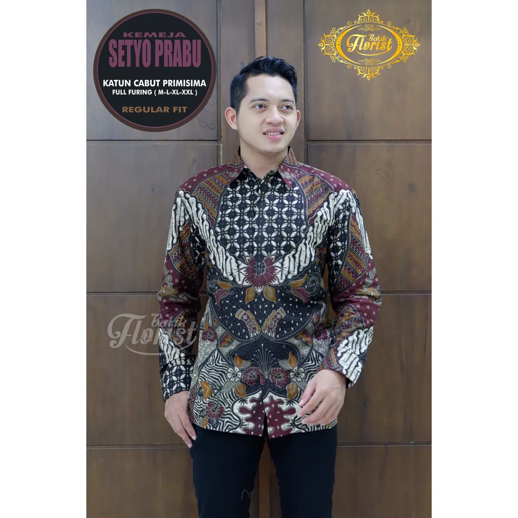 Batik Pria SETYO PRABU Asli Katun Cabut Primisima Full Furing Murah