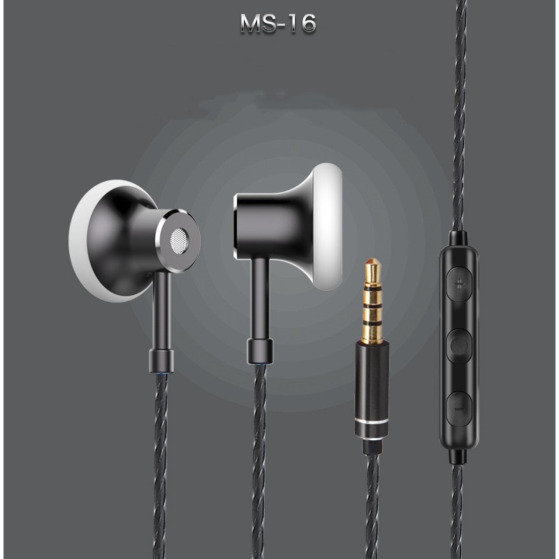 Headroom Ms16 Earphone In Ear Sport Dengan Mic Untuk Handphone / Pc / Tablet