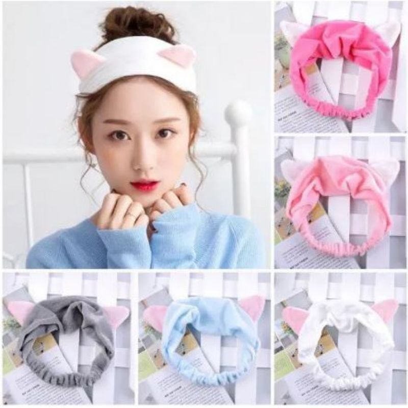 BANDANA BANDO KOREA IMPORT HEADBAND KARAKTER KUCING MURAH