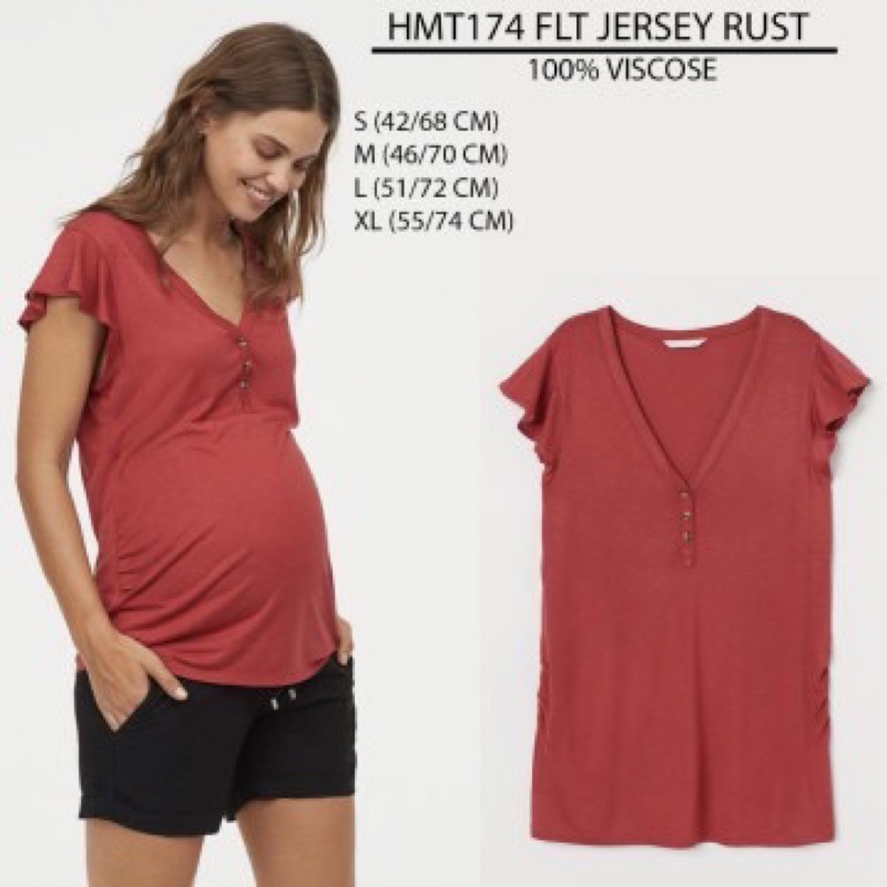 H&M Kaos Hamil Wanita Busui Polos Lengan Pendek Premium Rayon Baju Adem Daster