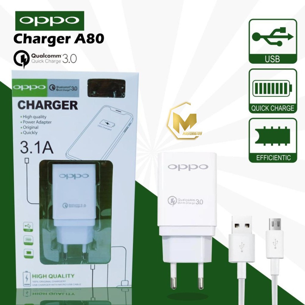 A80 Cashan Cashan OPPO 3Amper QUALCOM micro fast Charging Anti meledak A3S A5S F9 F11 F5 F7 MA1092