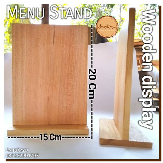Menu stand 15x20 Cm Wooden display stand pajangan menu kayu