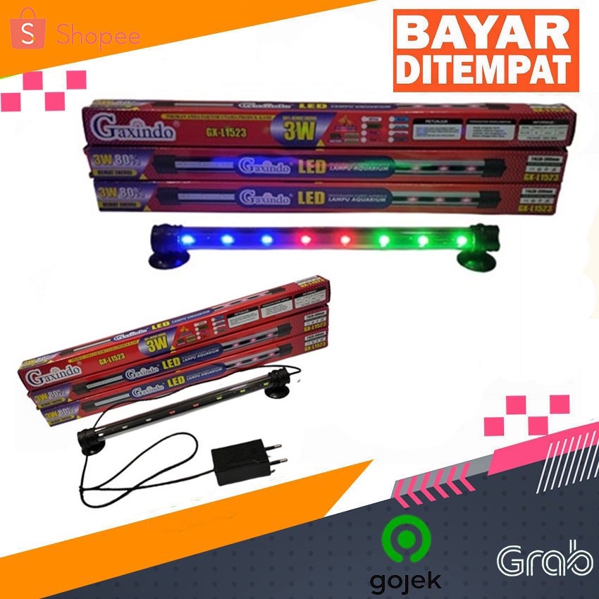 Lampu Akuarium Celup LED 3wat GAXINDO Lampu Aquarium RGB/3 Warna