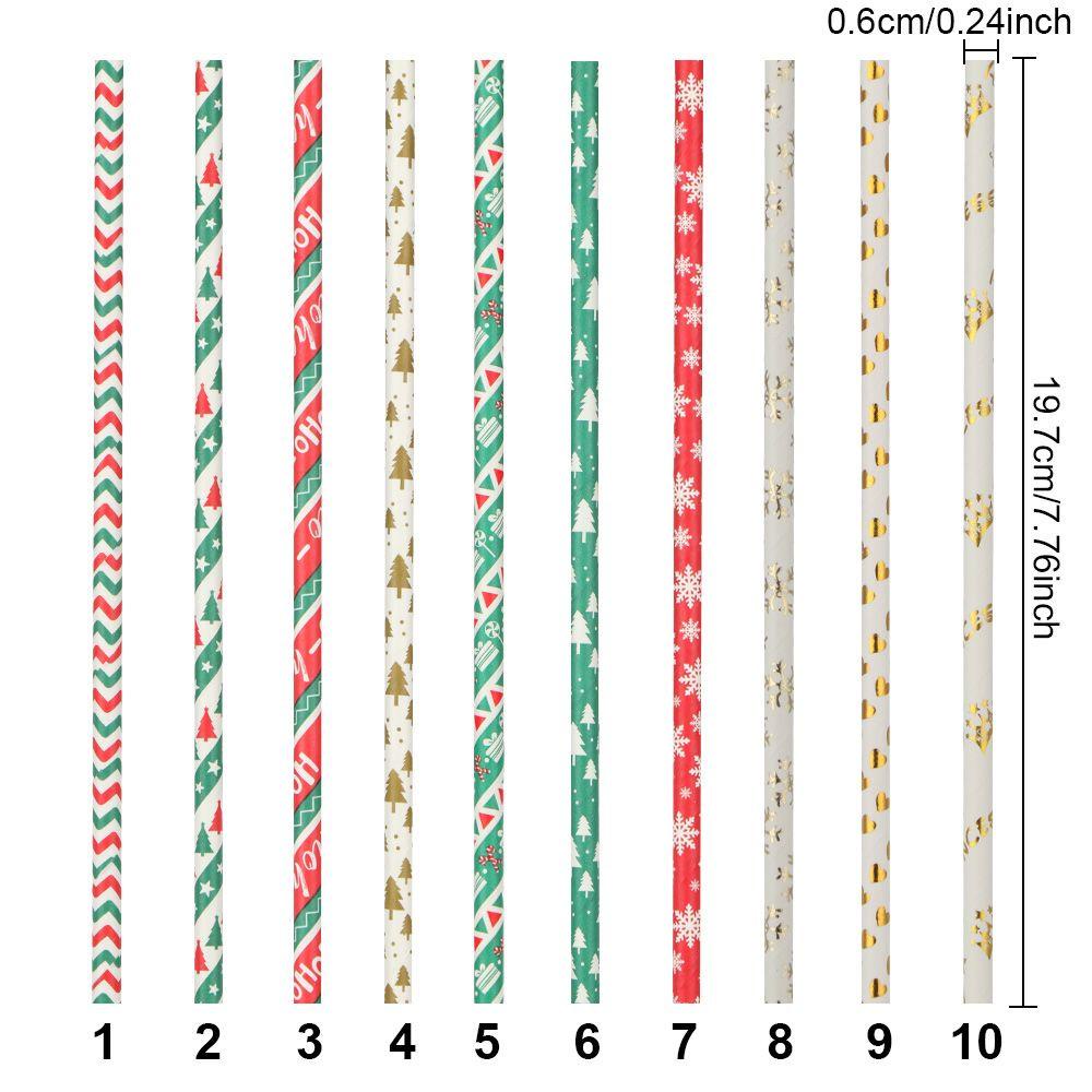 Solighter 25pcs Sedotan Minum Kertas Ramah Lingkungan Pernikahan Ulang Tahun Merry Christmas Drink Tube