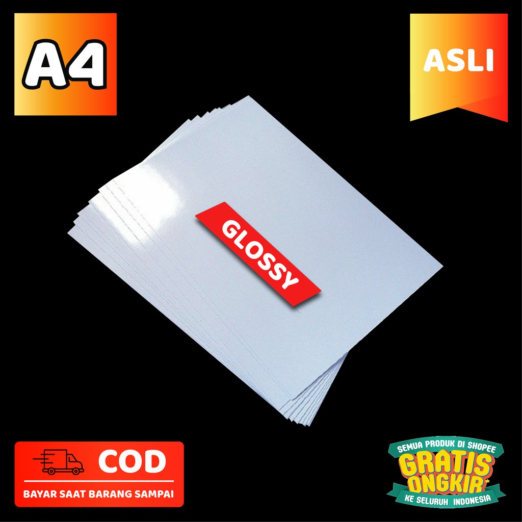 Kertas Stiker A4 Waterproof Glossy / Stiker Label Kemasan / Stiker Tinta Dye