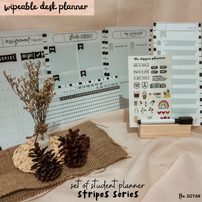 

Wipeable Desk Planner/ Student Planner / Stripes Series / Schedule Board