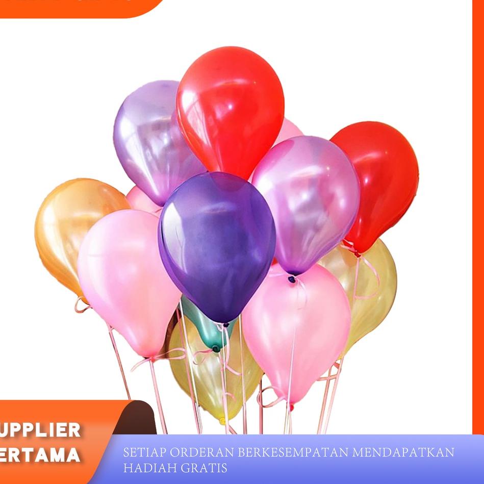 balon latex metalik 100 pcs warna campur - balon metalik 12 inch