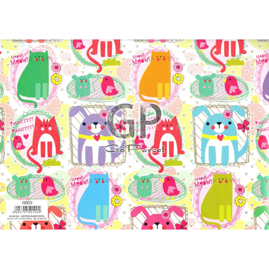 ( 5 Lembar ) KERTAS KADO FUNNY CUTE CAT SAFARI LION CIRCUS KIKY - GIFT WRAP PAPER SHINNY FACE OF ANIMAL GLOSSY MENGKILAP